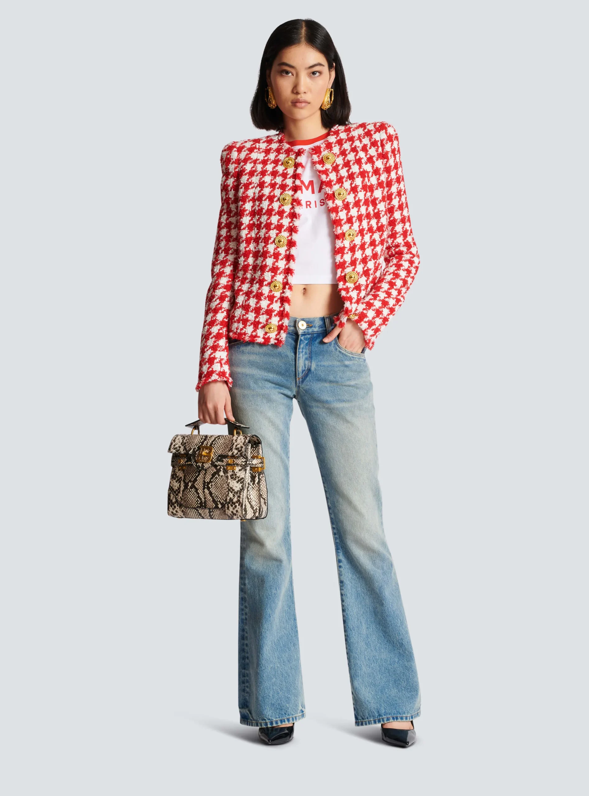 Store Houndstooth Tweed Jacket Women Jackets And Blazers