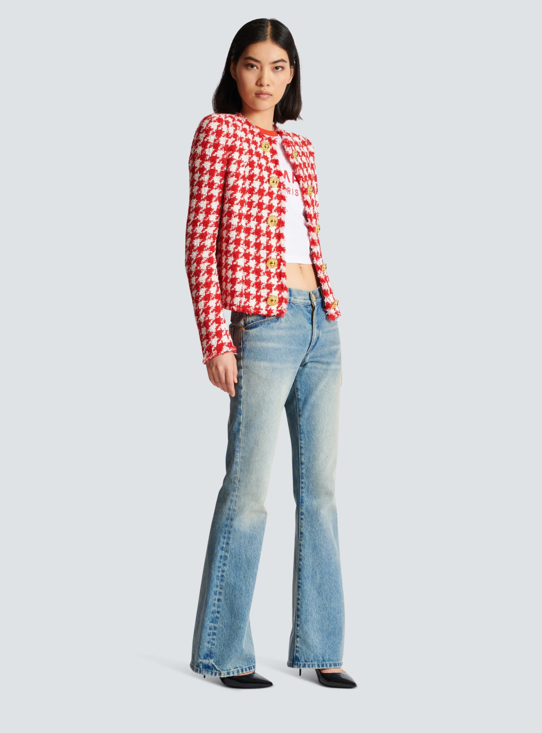 Store Houndstooth Tweed Jacket Women Jackets And Blazers