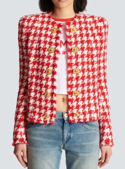 Store Houndstooth Tweed Jacket Women Jackets And Blazers