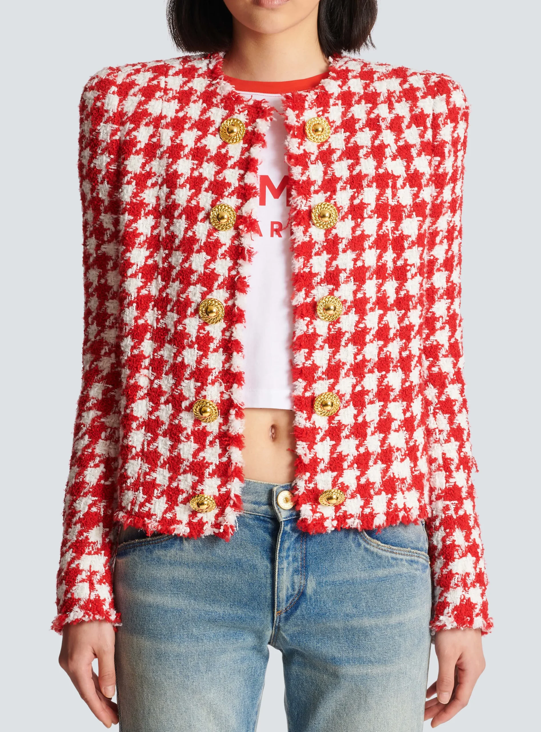Store Houndstooth Tweed Jacket Women Jackets And Blazers