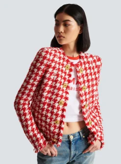 Store Houndstooth Tweed Jacket Women Jackets And Blazers