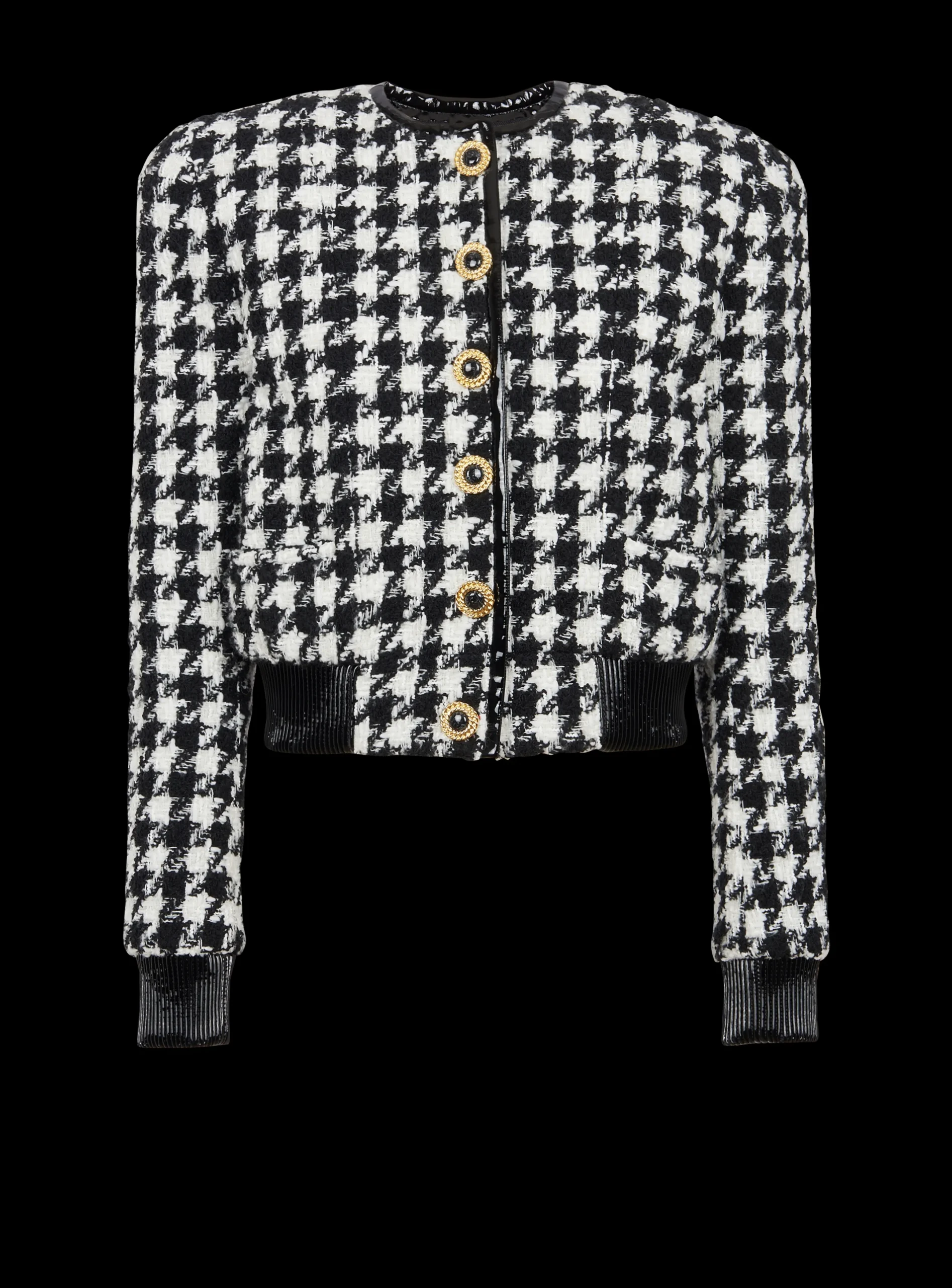 Outlet Houndstooth Tweed Jacket Women Outerwear