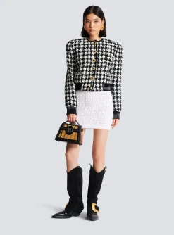 Outlet Houndstooth Tweed Jacket Women Outerwear