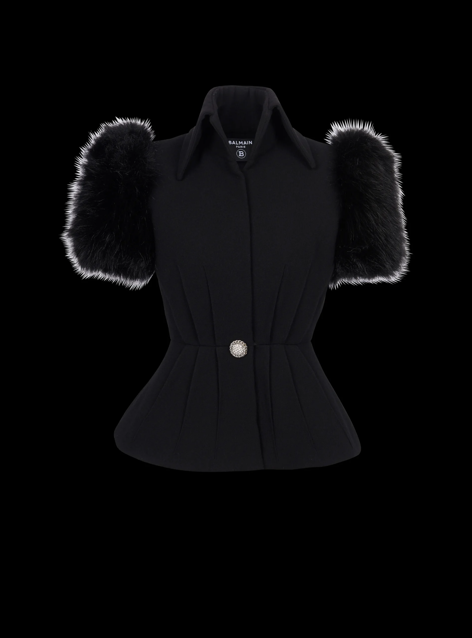 Outlet Jacket With Short Faux Fur Sleeves Women Jackets And Blazers