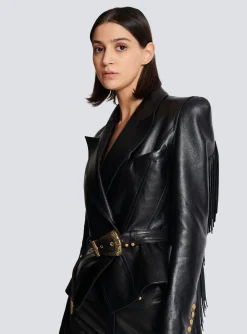 Discount Jolie Madame Fringed Leather Jacket Women Jackets And Blazers