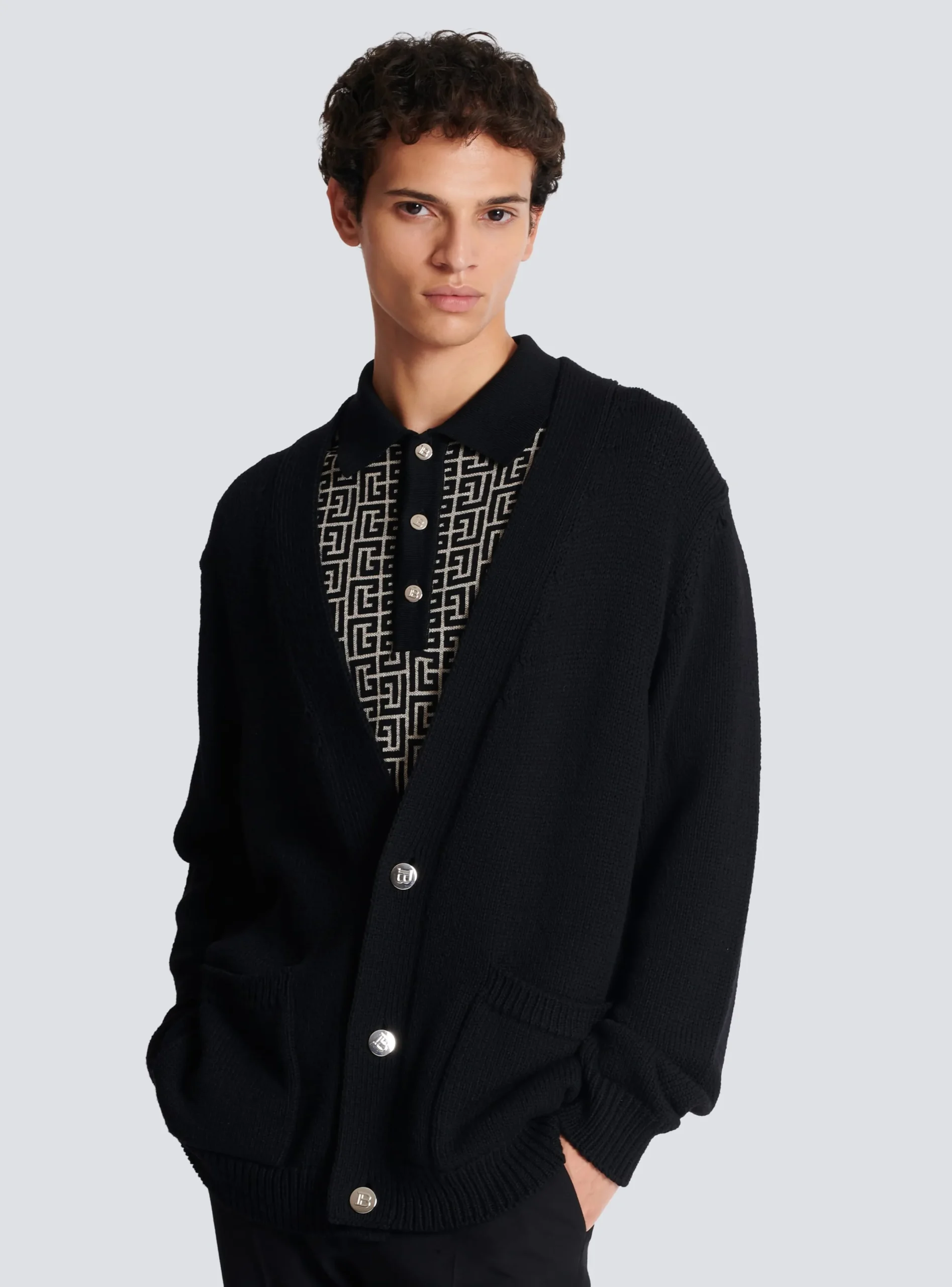 Shop Knit Cardigan With Logo Knitwear