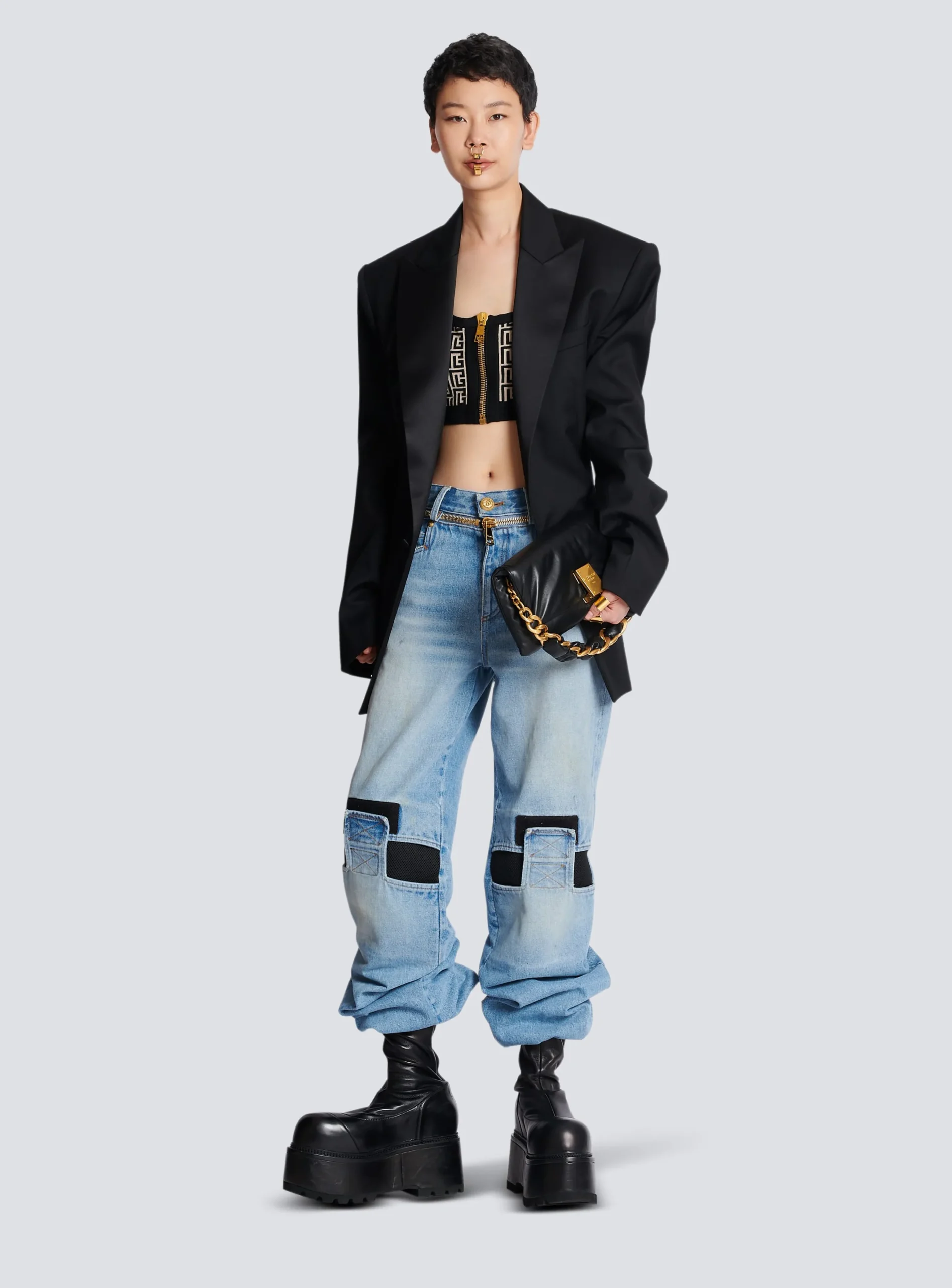 Online Knit Crop Top With Monogram Women Knitwear|Tops And Shirts