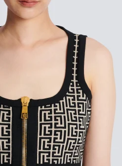 Online Knit Crop Top With Monogram Women Knitwear|Tops And Shirts