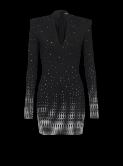 Discount Knit Dress With Pearl And Crystal Embroidery Women Knitwear|Dresses
