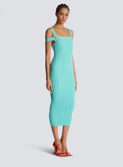 Store Knit Midi Dress With Double Straps Women Dresses