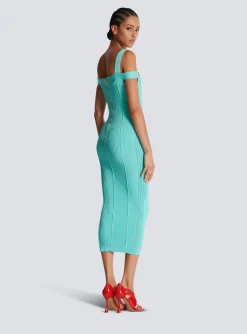 Store Knit Midi Dress With Double Straps Women Dresses
