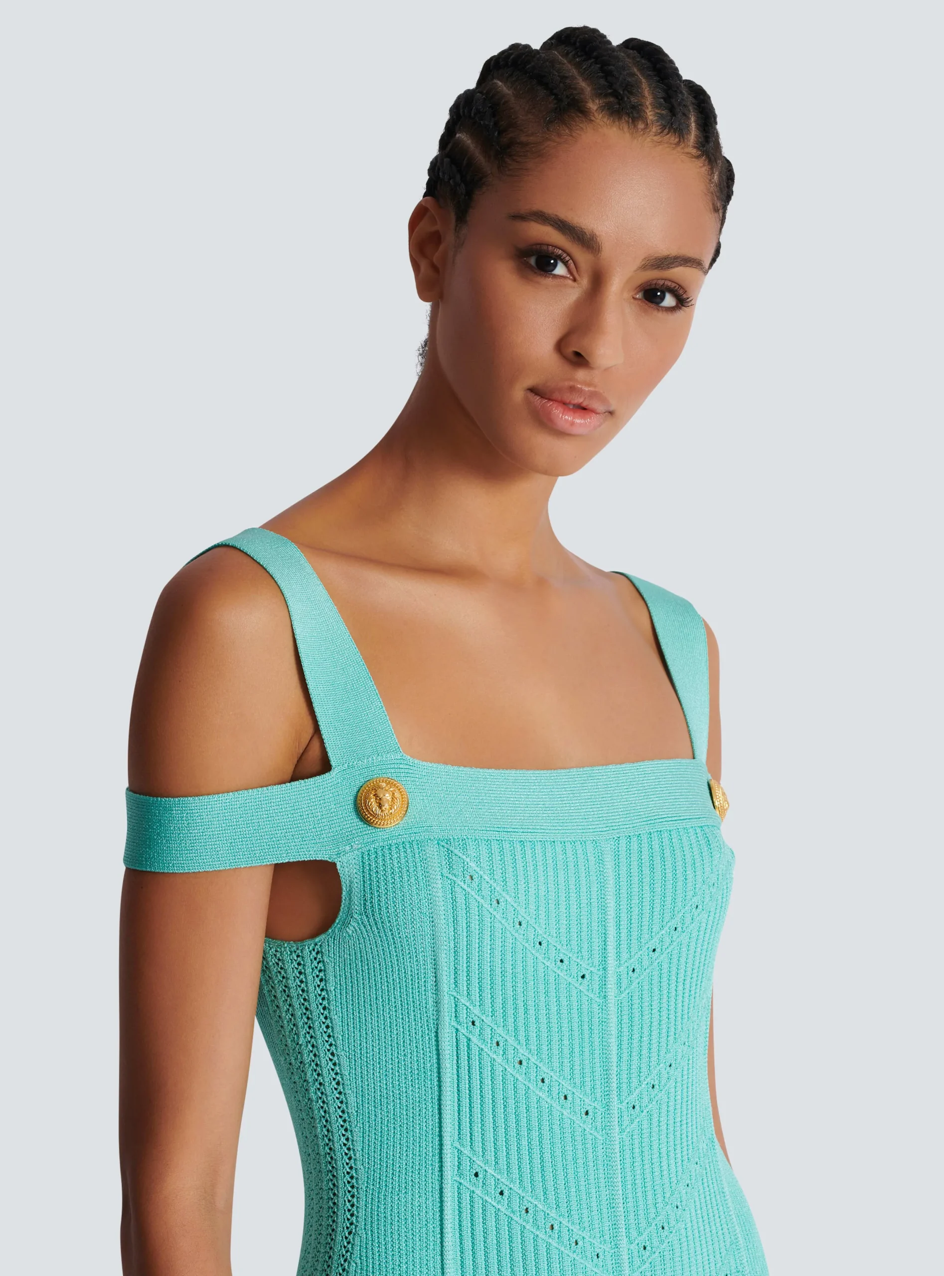 Store Knit Midi Dress With Double Straps Women Dresses