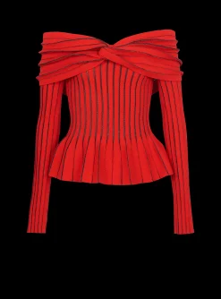 Cheap Knotted Off-the-shoulder Top Women Knitwear|Tops And Shirts