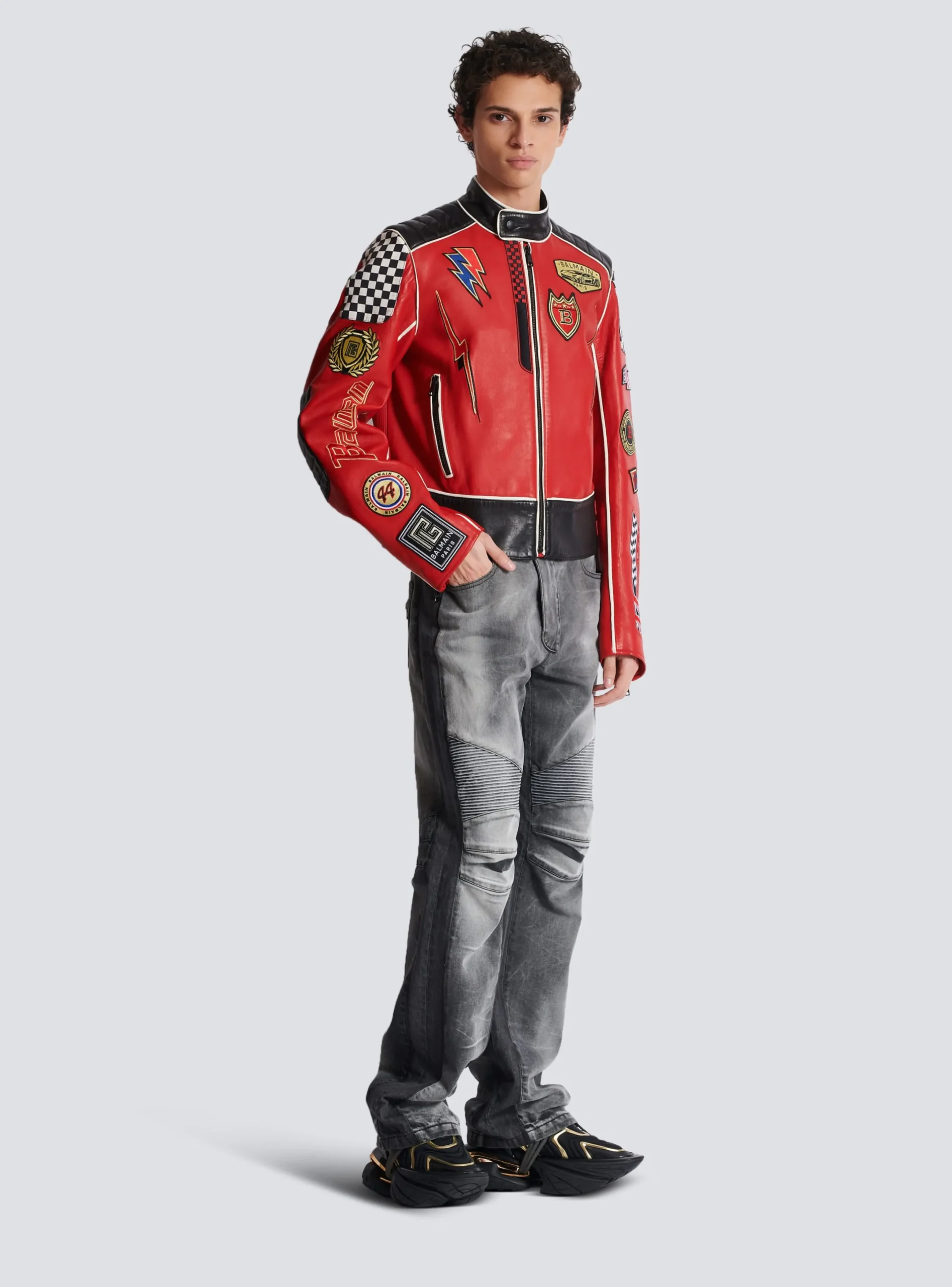 Shop Lambskin Jacket With Racing Patches Outerwear