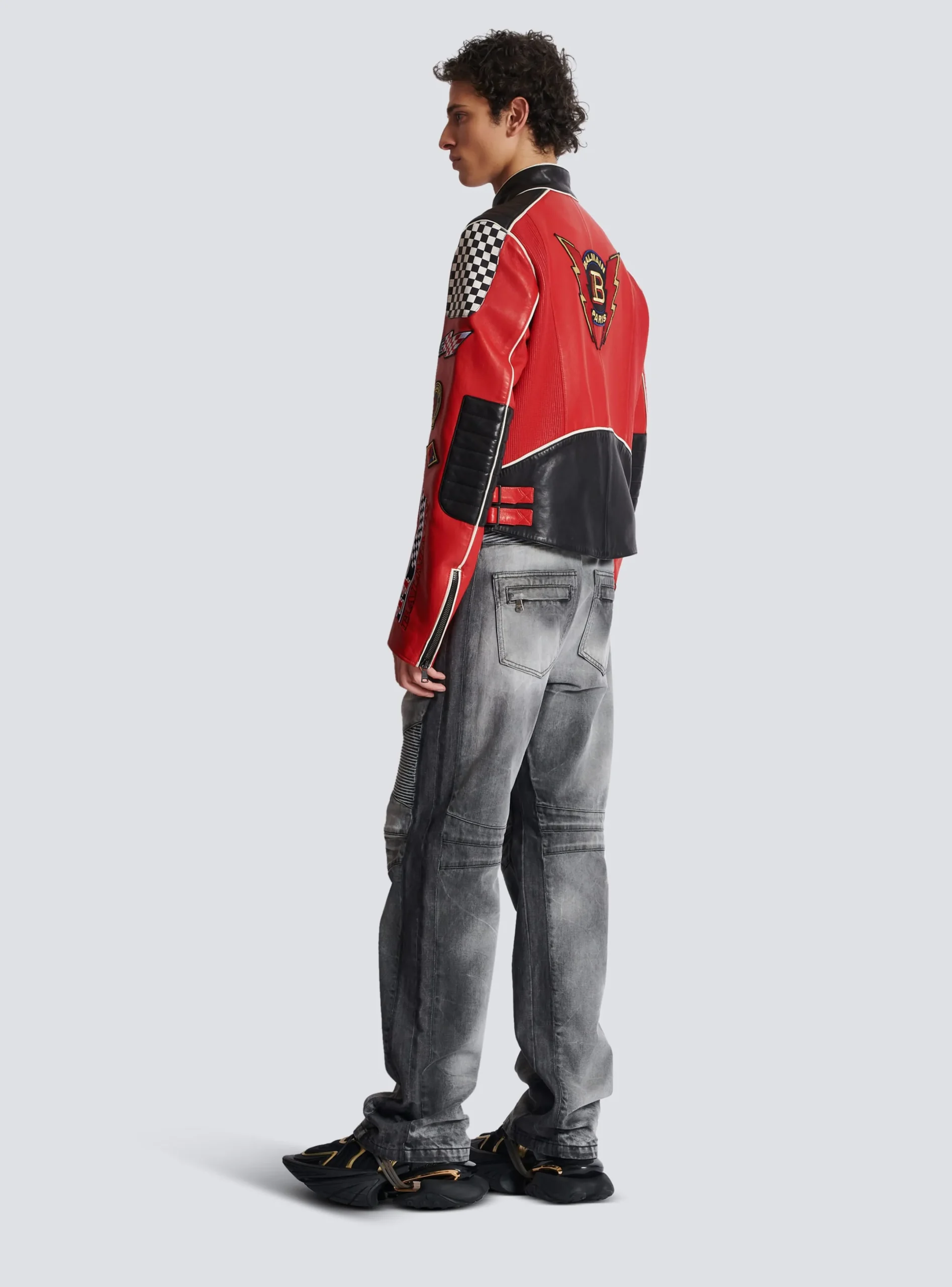 Shop Lambskin Jacket With Racing Patches Outerwear