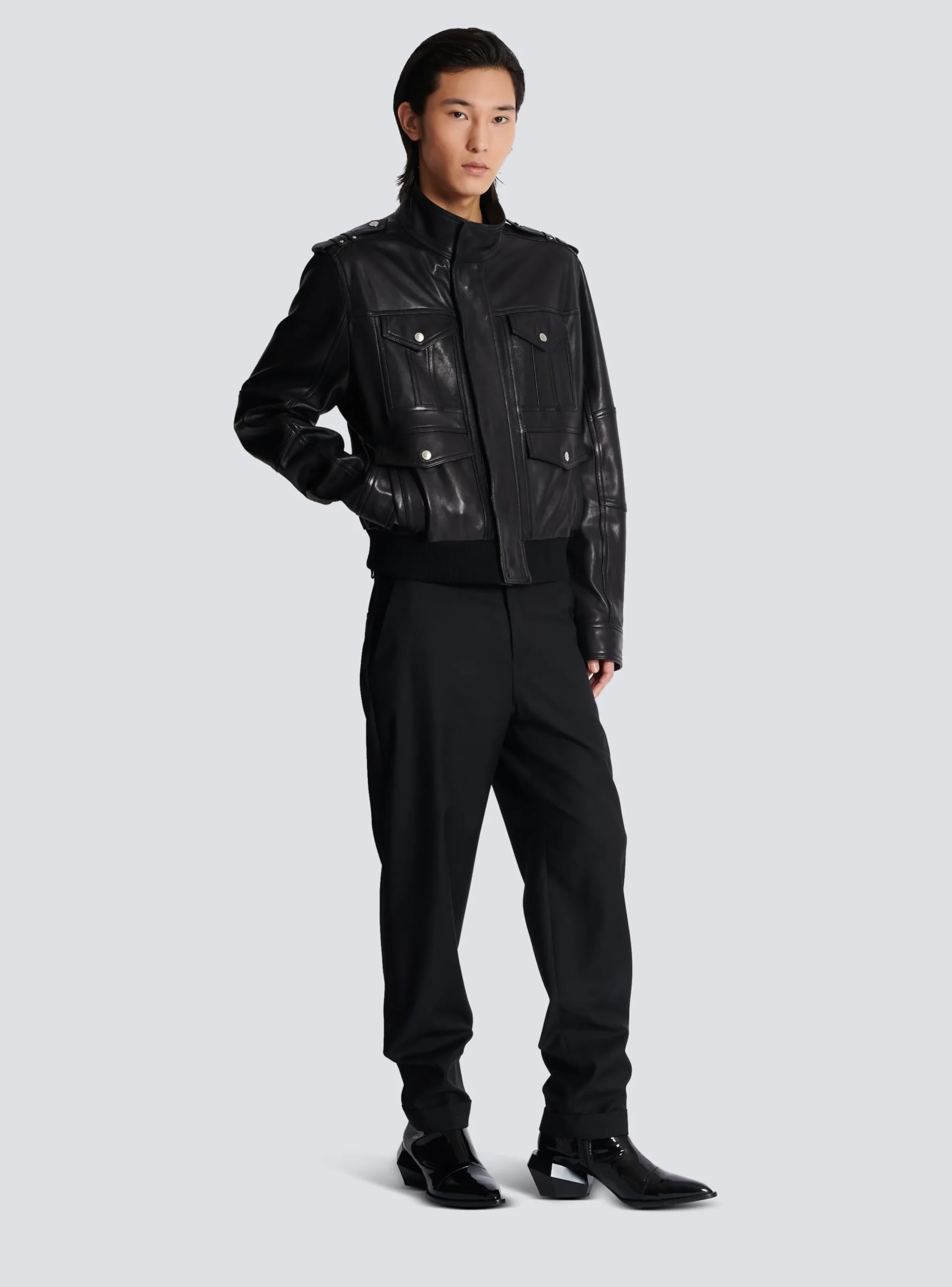 Hot Lambskin Leather Jacket With 4 Pockets Outerwear