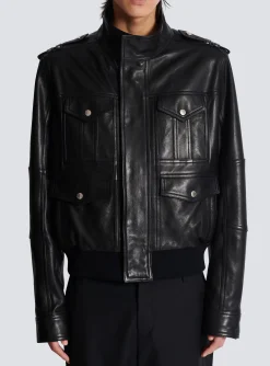 Hot Lambskin Leather Jacket With 4 Pockets Outerwear