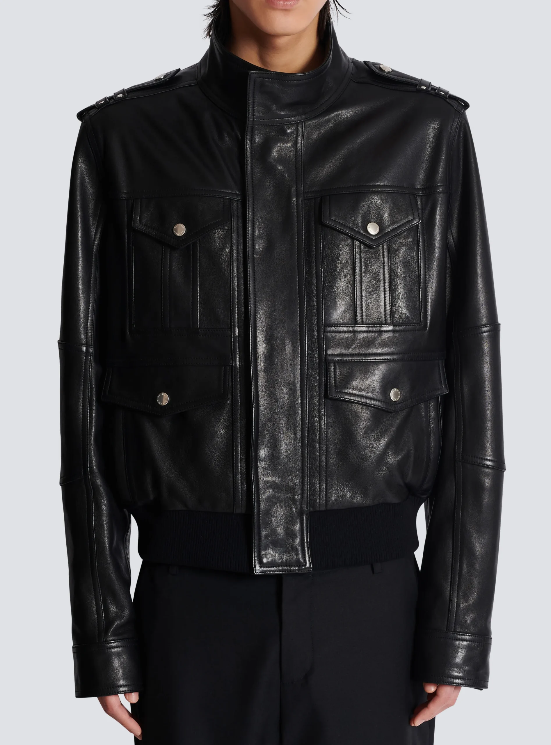 Hot Lambskin Leather Jacket With 4 Pockets Outerwear