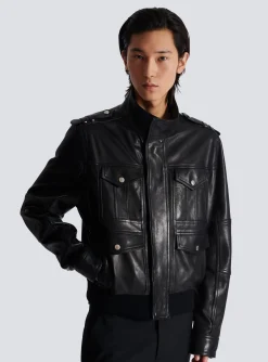 Hot Lambskin Leather Jacket With 4 Pockets Outerwear