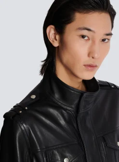 Hot Lambskin Leather Jacket With 4 Pockets Outerwear