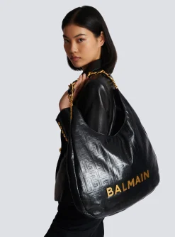 New Large 1945 Soft Hobo Bag In Embossed Crinkled Calfskin With A PB Labyrinth Monogram Women Shoulder Bags|1945 Bags