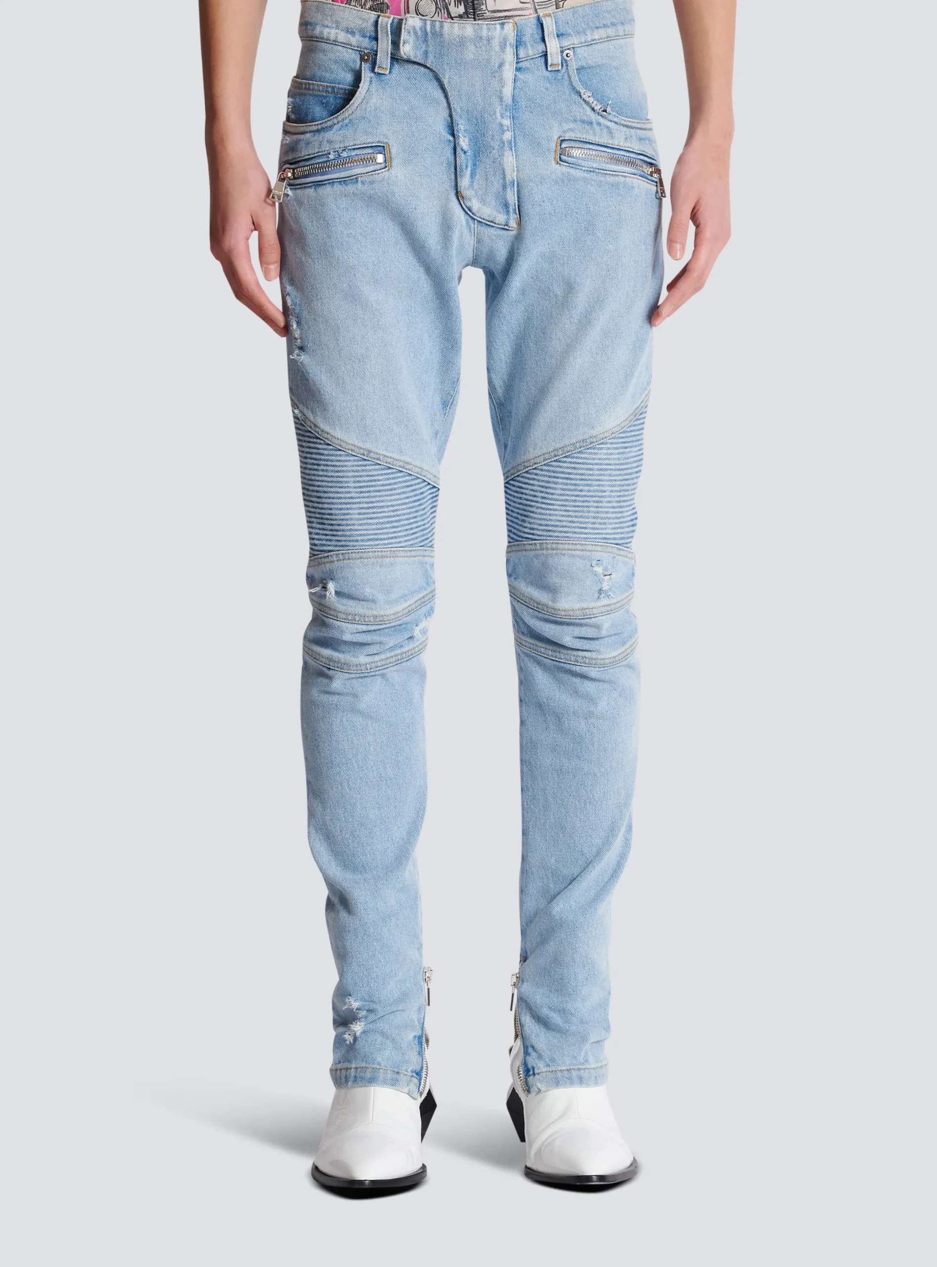 Flash Sale Light Denim Biker Jeans Denim