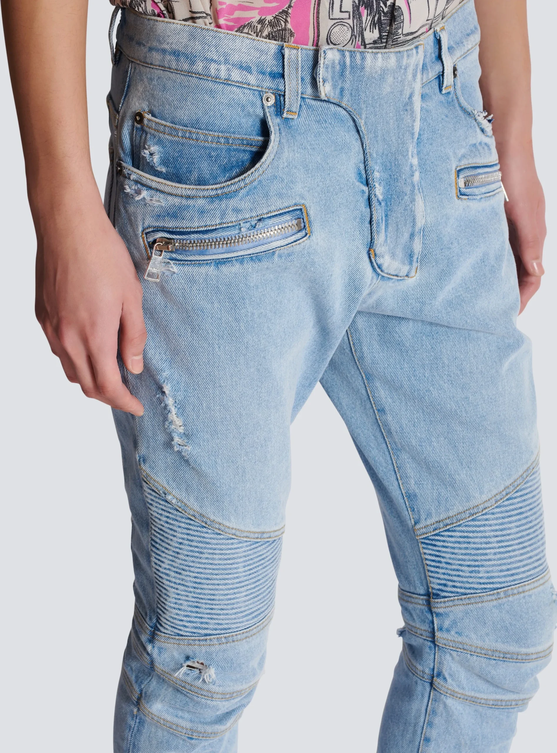 Flash Sale Light Denim Biker Jeans Denim