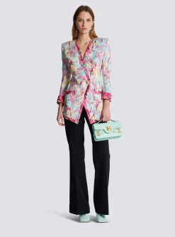 Cheap Long 6-button Jacket With Feather Print Women Jackets And Blazers