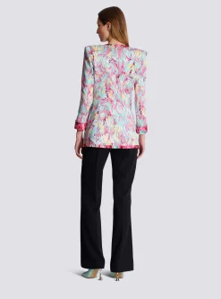 Cheap Long 6-button Jacket With Feather Print Women Jackets And Blazers