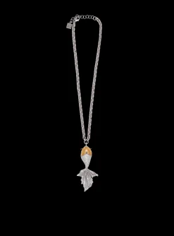 Best Long Carp Necklace In Brass And Crystals Fashion Jewelry