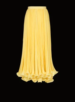 Hot Long Pleated Skirt With Ruffles Women Skirts