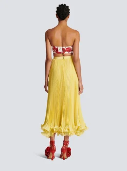 Hot Long Pleated Skirt With Ruffles Women Skirts