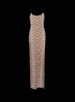 Hot Long Strappy Snakeskin Knit Dress Women Knitwear|Dresses