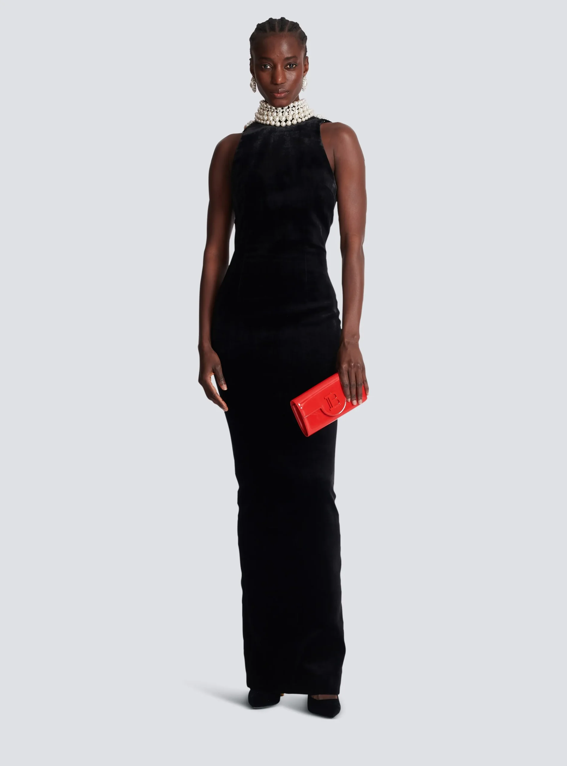 Flash Sale Long Velvet Halterneck Dress Women Dresses
