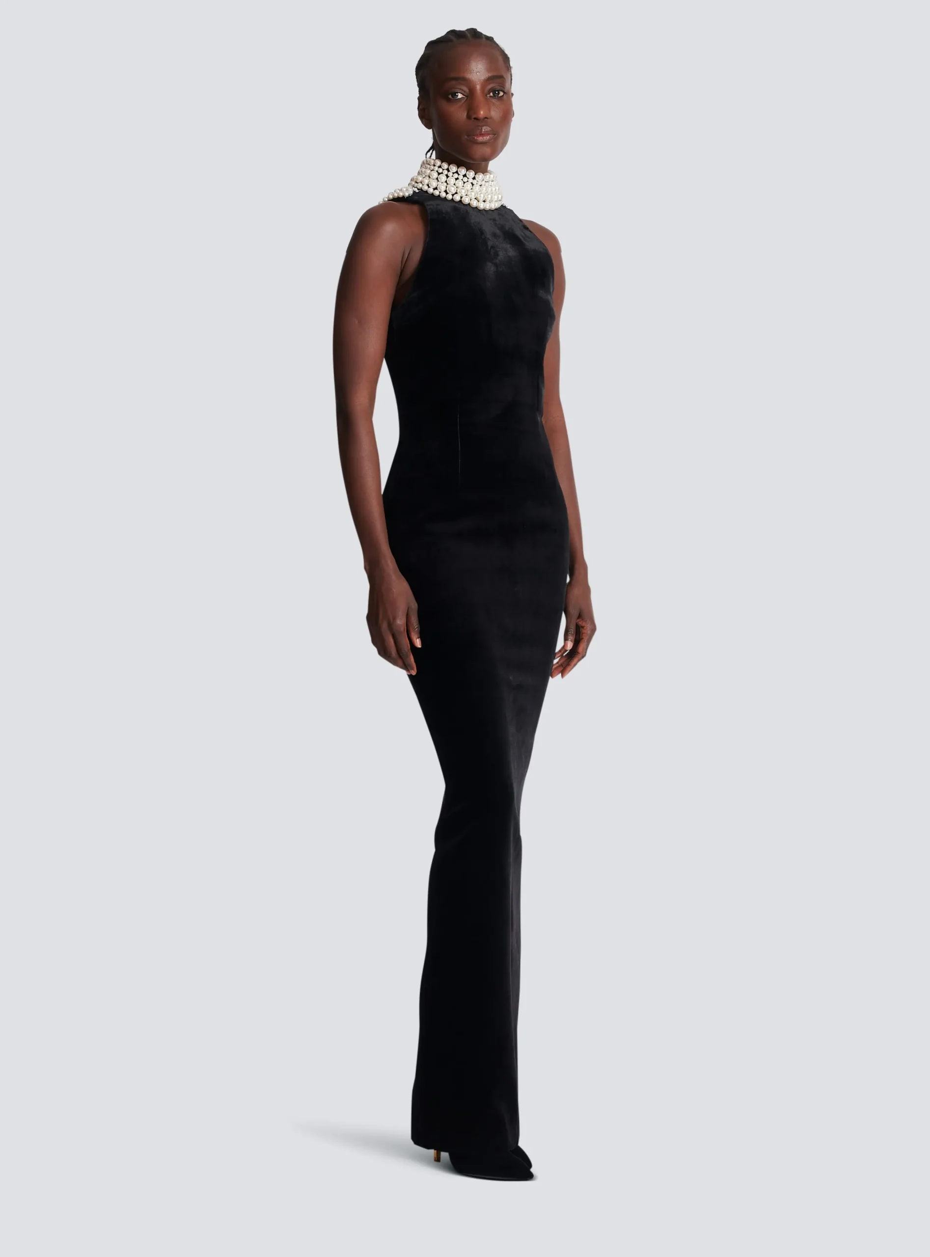 Flash Sale Long Velvet Halterneck Dress Women Dresses