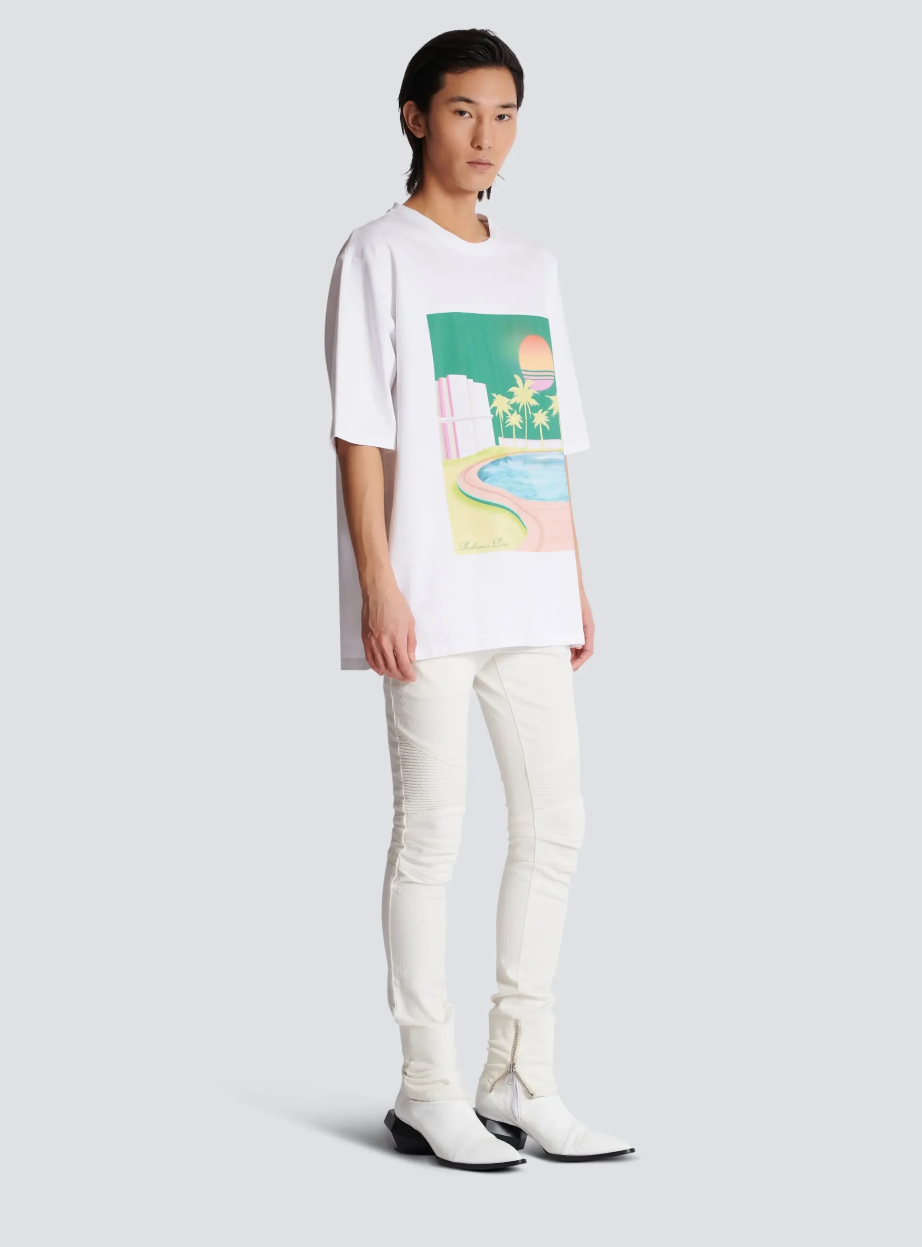 Flash Sale Loose Postcard Printed T-shirt T-Shirts