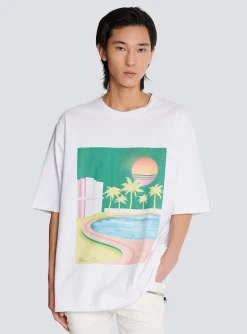 Flash Sale Loose Postcard Printed T-shirt T-Shirts