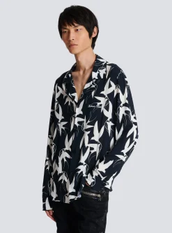 Clearance Loose Shirt With Swallow Print Shirts And Polos
