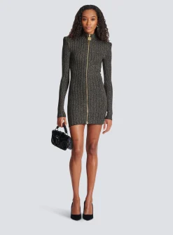Best Sale Lurex Knit Zip Dress Women Knitwear|Dresses