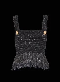 Cheap Lurex Tweed Strappy Top Women Tops And Shirts