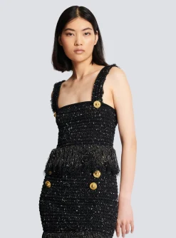 Cheap Lurex Tweed Strappy Top Women Tops And Shirts