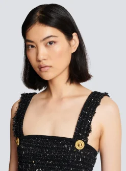Cheap Lurex Tweed Strappy Top Women Tops And Shirts