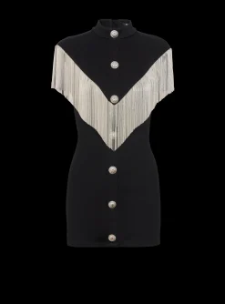 Sale Metal Short Fringed Dress Women Dresses