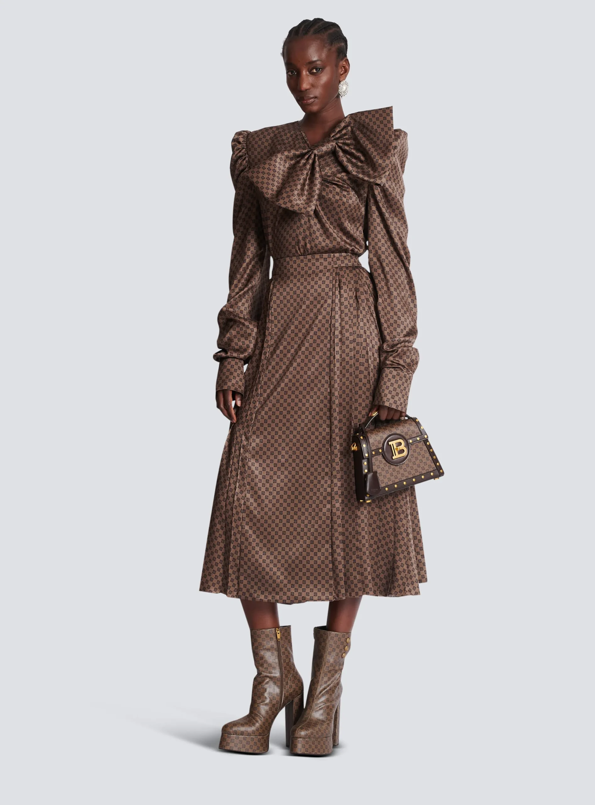 Clearance Mini Monogram Pleated Midi Skirt Women Skirts