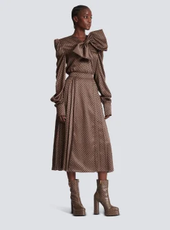 Clearance Mini Monogram Pleated Midi Skirt Women Skirts