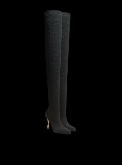 Online Moneta Mesh Thigh Boots With Monogram Women Boots