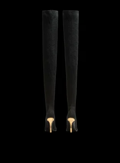 Online Moneta Mesh Thigh Boots With Monogram Women Boots
