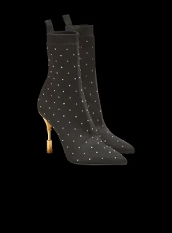 Best Sale Moneta Rhinestoned Knit Ankle Boots Women Boots