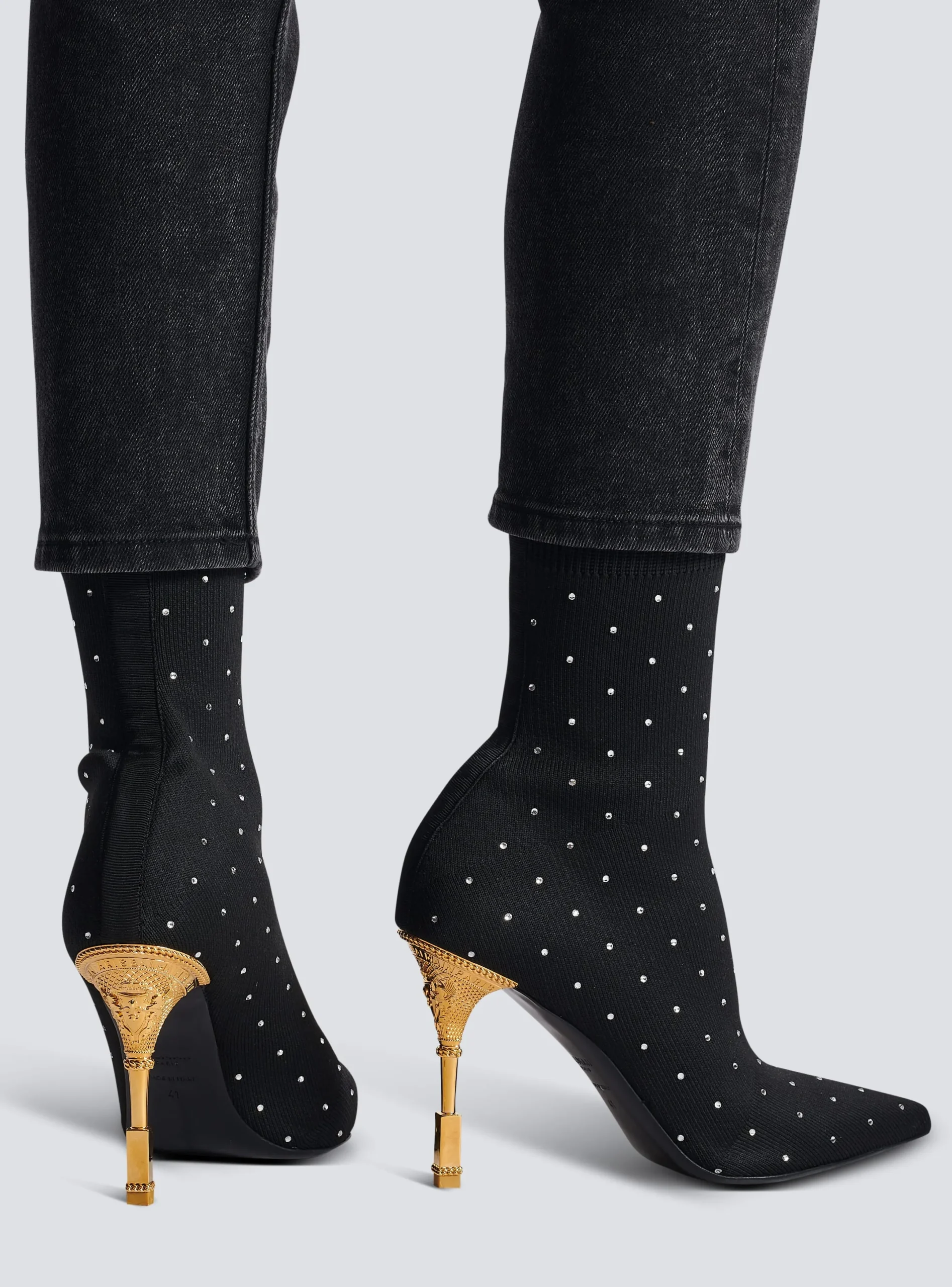 Best Sale Moneta Rhinestoned Knit Ankle Boots Women Boots