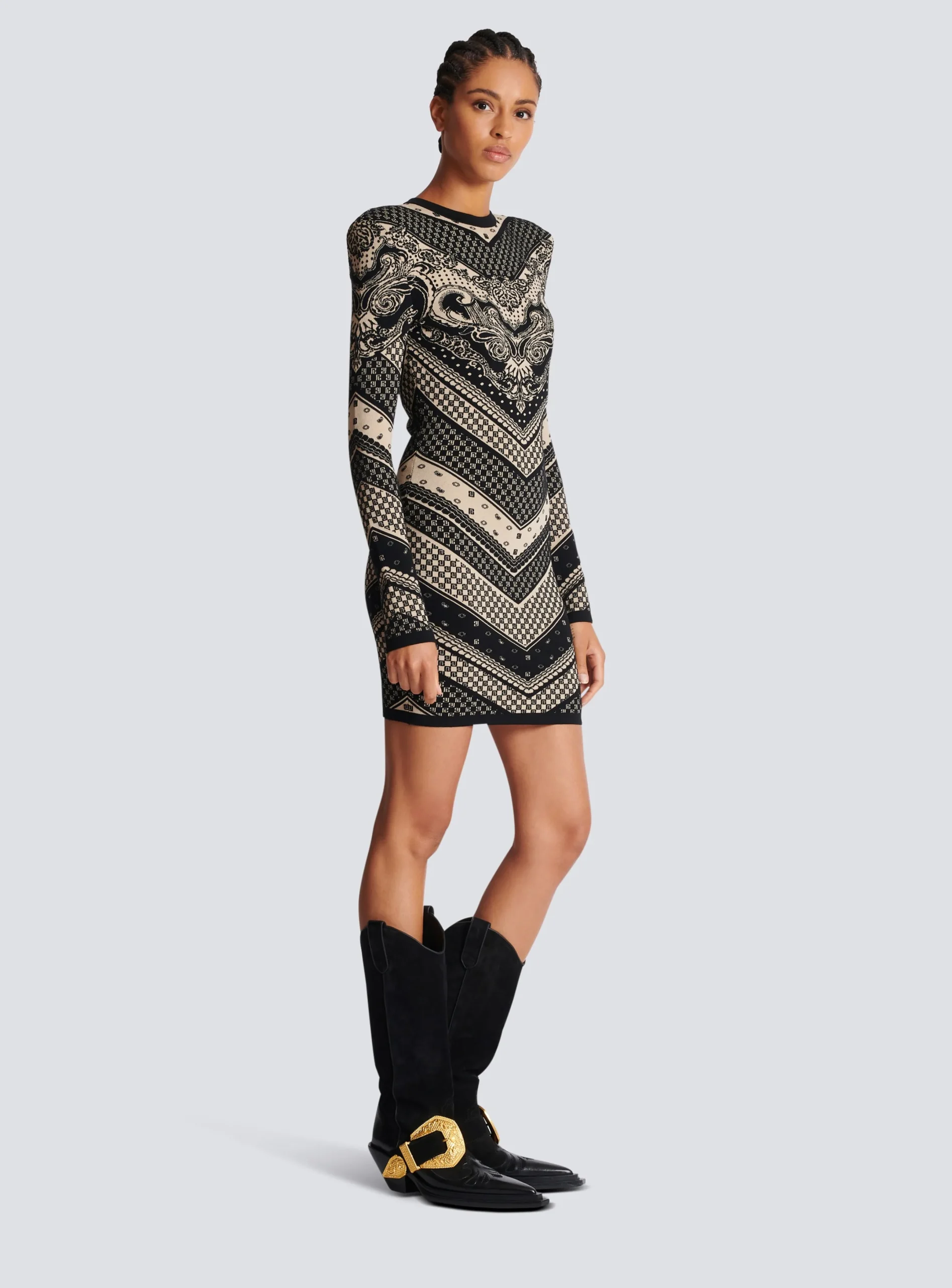 Flash Sale Monogram And Paisley Knit Short Dress Women Knitwear|Dresses